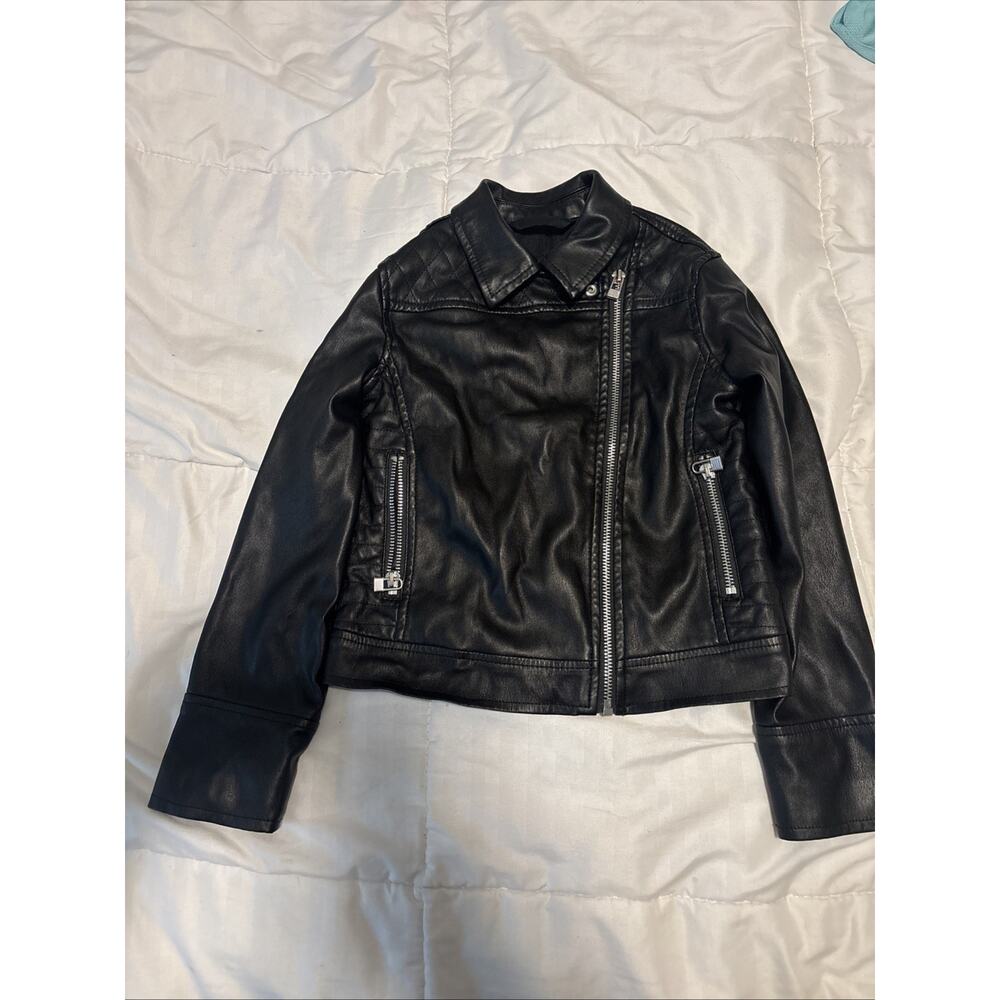 Art Class XS Black Jacket Faux Leather Zip Up Pockets